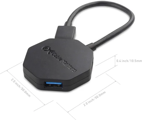 Vista 6 de Cable Matters Paquete de 3 cables de extensión cortos USB a USB (cable extensor USB macho a hembra) – 3 pies y Ultra Mini 4 puertos USB Hub
