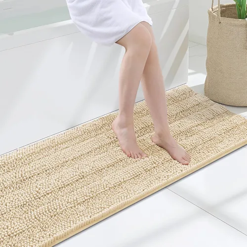 Vista 87 de Grandaily Alfombras de baño de felpilla a rayas de 24 x 16 pulgadas, extra gruesas y suaves, absorbentes, parte trasera de goma, alfombra de ducha