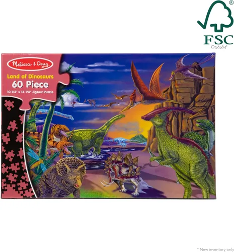 Vista 6 de Rompecabezas Land of Dinosaurs de Melissa & Doug, rompecabezas de 60 piezas Land of Dinosaurs