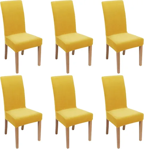 Vista 67 de smiry - Fundas para sillas de comedor de terciopelo elástico y suave, extraíbles, Terciopelo, Beige