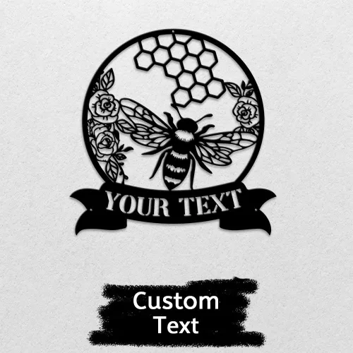 Vista 2 de MeMate Letrero de jardín para personalizar, letrero de granja de abejas, letrero de metal con nombre personalizado para amantes de las abejas