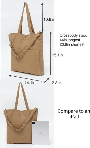 Vista 3 de Jeelow Bolso bandolera de lona resistente para hombre y mujer