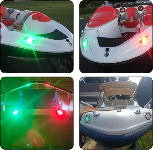 Vista 9 de Luces LED de navegación para barco de 12 V, tipo lágrima, para proa, impermeables, con carcasa de acero inoxidable, para barco, yate, señalización