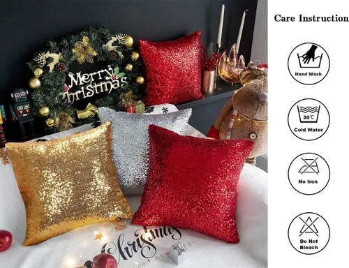 Vista 6 de ShinyBeauty Fundas de almohada negras de 12 x 20 pulgadas, juego de 2, funda de almohada rectangular, funda de almohada de lentejuelas de tela