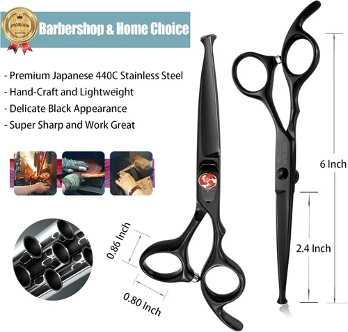Vista 4 de PURPLEBIRD Tijeras de corte de pelo de 6 pulgadas para niños, puntas redondeadas, tijeras profesionales de peluquería para corte de pelo