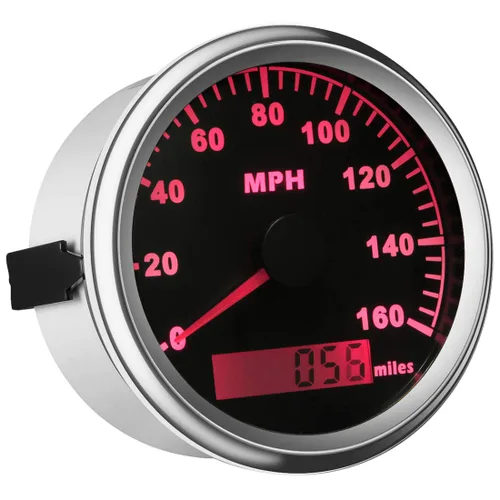 Vista 2 de SAMDO Universal GPS Velocímetro Barco Medidor con Odómetro 3.346 in 160MPH, ATV Motocicleta Marina GPS Velocímetro Plateado
