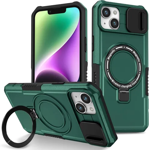 Vista 22 de Funda magnética para iPhone 11, soporte de anillo con ventana corrediza, funda protectora mate a prueba de golpes para iPhone 11 6.1, fundas