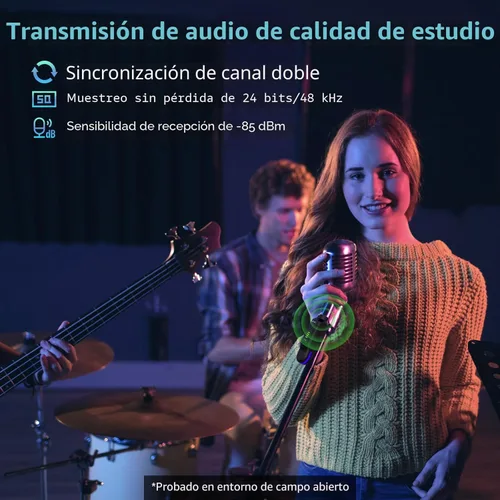 Vista 4 de JOYO Sistema de micrófono inalámbrico de 2.4 GHz, transmisor y receptor XLR de 4 canales, adaptador de micrófonos de condensador dinámico/alimentado