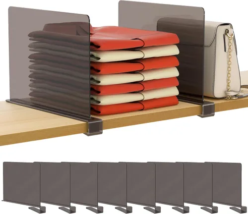 Vista 31 de HBlife 6 separadores de estantes negros, organizador vertical de bolso para armario, perfecto para suéteres, camisas, bolsos en el dormitorio
