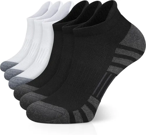 Vista 10 de Airacker Calcetines deportivos para correr, acolchados, transpirables, de corte bajo, para hombres y mujeres (6 pares)