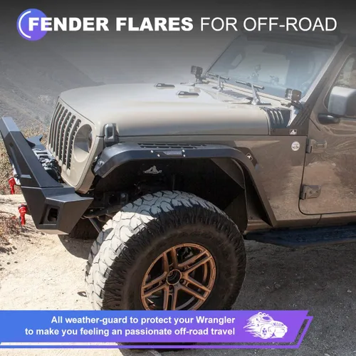 Vista 6 de WOLFSTORM Guardabarros delanteros y traseros aptos para Jeep Gladiator JT 2019 2020 2021 2022 2023 2024 2025 2026 de acero resistente, defensas