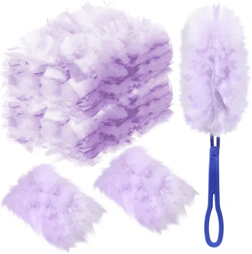 Vista 22 de Vesici 50 piezas de repuesto de plumero compatibles con Swiffer Dusters, repuesto desechable a granel grueso con 1 mango resistente para limpieza
