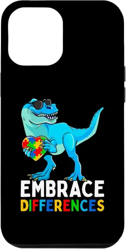 Vista 6 de Carcasa para iPhone 15 con diseño de rompecabezas de dinosaurios, concientización del autismo para niños