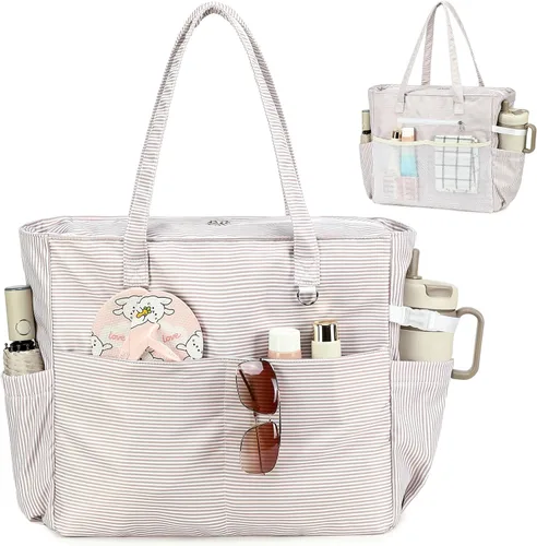 Vista 31 de Bluboon - Bolsa de playa impermeable para mujer, extra grande, con compartimento húmedo, para llevar de fin de semana, bolsa de piscina para viajes