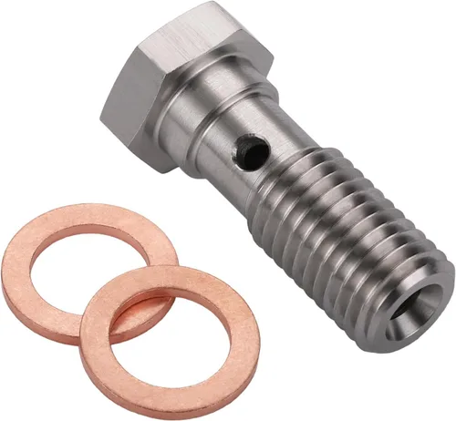 Vista 9 de 3AN 3/8 x 24 UNF Adaptador de Tornillo de Freno de Banjo Único de Acero Inoxidable de 20mm de Largo con Arandelas de Cobre