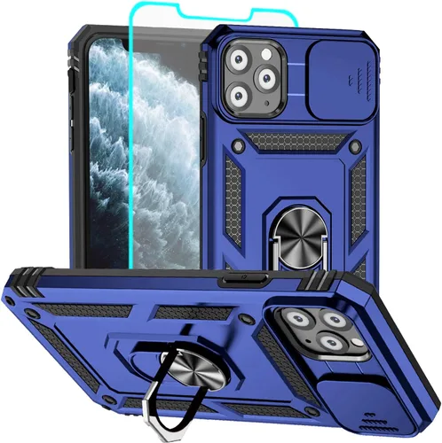 Vista 11 de Funda para iPhone 12/12 Pro, grado militar, anillo a prueba de golpes, verde militar