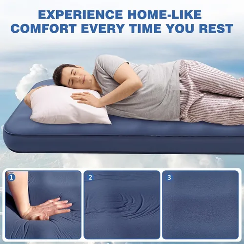 Vista 3 de OUTSKIRT Colchoneta de dormir ultraligera autoinflable, colchón de campamento de 4 pulgadas de grosor con paquete de bomba, tapete de dormir aislado