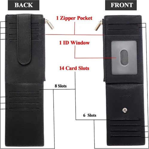 Vista 4 de Chelmon Funda plegable para tarjetas múltiples y billetera delgada con bolsillo frontal RFID