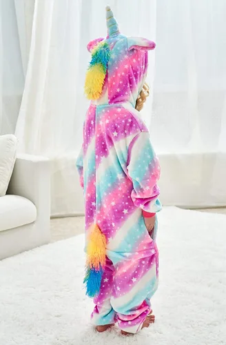 Vista 14 de Disfraz de unicornio con capucha para niñas, disfraz de una pieza para Halloween