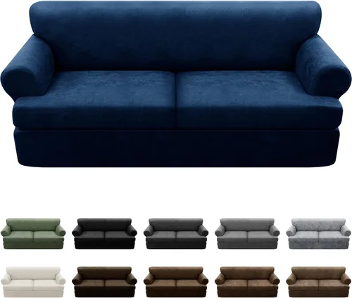 Vista 44 de Fundas para Sillón de 2 Piezas con Cojín en T, Fundas de Aspecto de Cuero para Sofá, Fundas para Sillas, Protector de Muebles Elástico, Funda
