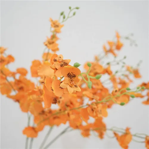 Vista 7 de 3 piezas de orquídeas artificiales, 33.5 pulgadas de seda falsas bailarinas bailarinas a granel, ramas de orquídeas naranjas sintéticas