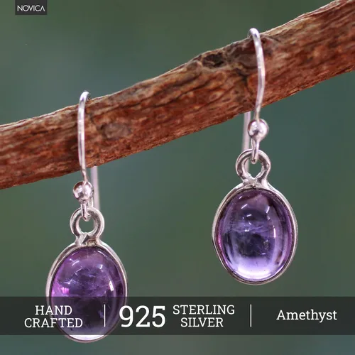 Vista 2 de NOVICA Artisan Handmade Dangle Earrings Sterling Silver Teardrop India