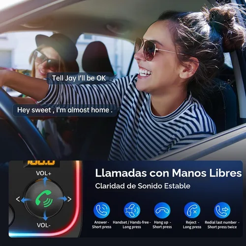 Vista 7 de Syncwire Bluetooth 5.4 Transmisor FM Adaptador de coche 54W con interruptor