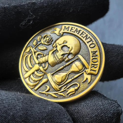 Vista 3 de Memento Mori Challenge Coin Carpe Diem Ficha de bolsillo Regalo motivacional