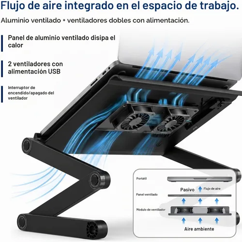 Vista 8 de Uncaged Ergonomics Soporte para laptop y escritorio de regazo con 2 Negro