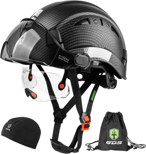 Vista 7 de GREEN DEVIL Casco de seguridad con visera tintada y transparente con ventilación Casco de construcción ABS Cascos de construcción para hombres