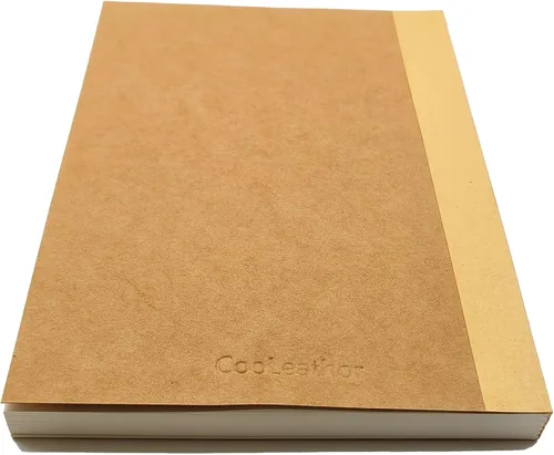 Vista 3 de CooLeathor Cuaderno en Blanco A5, Libro de Bocetos de 14.7 cm x 21 cm, 100 Hojas, Papel Grueso de 100 g/m² y Cubierta Kraft, Ideal para Bocetos