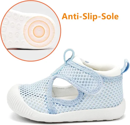 Vista 5 de Zapatos para bebé niño y niña, ligeros, transpirables, de malla, zapatos de agua para playa, antideslizantes, para primeros pasos, 6, 9, 12, 18, 24