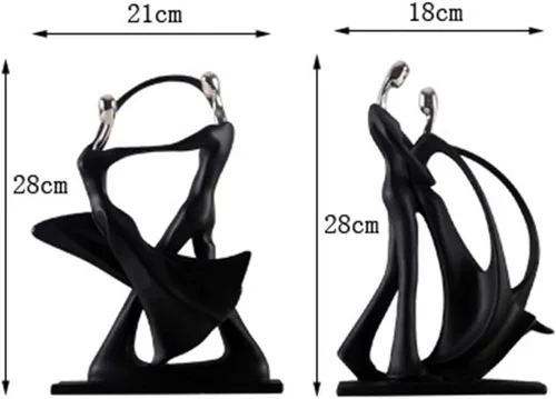 Vista 3 de Figuras de danza para pareja, escultura abstracta bailando con acabado suave y base rectangular para escritorio, dormitorio, baile, bailarina