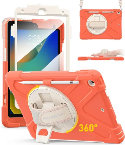 Vista 27 de BRAECN Funda para iPad de 9ª/8ª/7ª Generación, Funda Resistente a Prueba de Golpes con Protector de Pantalla, Soporte para Lápiz, Soporte para Tapa
