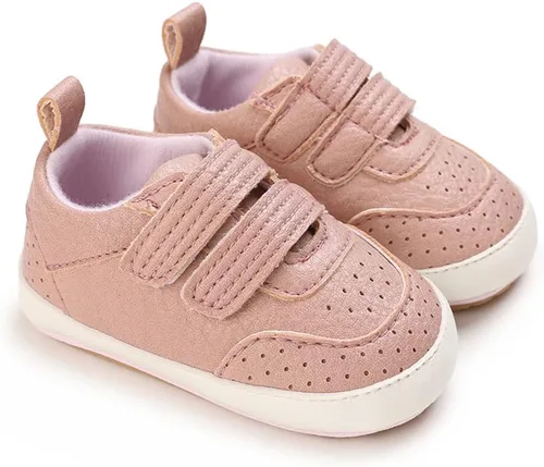 Vista 2 de Clowora Zapatos para bebés niños y niñas, suela de goma antideslizante, zapatos de cuna para recién nacidos, mocasines planos.