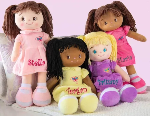 Vista 2 de DIBSIES - Muñeca abrazable con mariposa personalizada - 15 pulgadas (cabello negro)