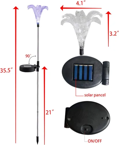 Vista 7 de Lirio de luz LED que cambia de color con energía solar al aire libre Lirio RGB