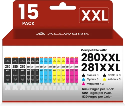 Vista 15 de ALLWORK 280XXL 281XXL Compatible para Canon 280 281 TR8620a Cartuchos de tinta PGI-280XXL CLI-281XXL 280 XXL 281 XXL Compatible con TR8620 TS702a
