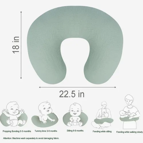 Vista 3 de Funda de almohada de lactancia, paquete de 2 fundas extraíbles de muselina de algodón para almohadas de lactancia, funda de almohada ultrasuave