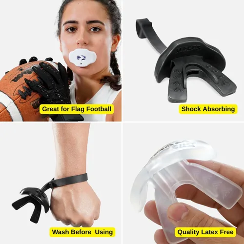 Vista 6 de SLEEFS Protector bucal de fútbol – Protector bucal juvenil con correa – Protector de labios y dientes – Sin hervir – para jóvenes/adultos, máximo