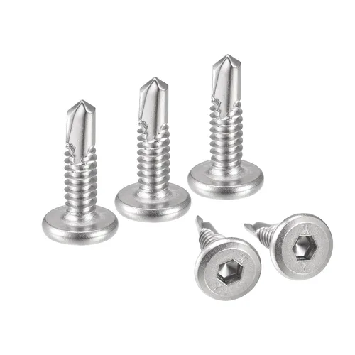 Vista 11 de uxcell Tornillos Autorroscantes de Encaje Hexagonal, 1/4 x 1 Acero Inoxidable 410 Tornillo de Perforación de Cabeza Plana para Chapa Metálica 100