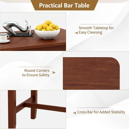 Vista 5 de COSTWAY Mesa de bar de altura de mostrador, mesa de pub con estantes de almacenamiento de 3 niveles, mesa de cocina rectangular de 48 x 24 pulgadas