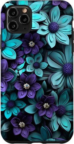 Vista 13 de Purple Flowers Teal Blue Floral Cute Botanical Garden Print Case for iPhone 17