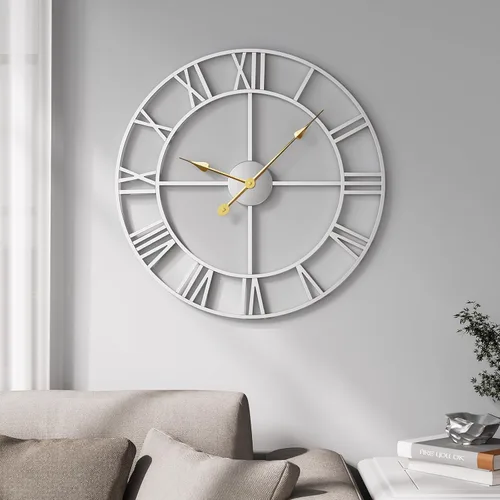 Vista 21 de Cuspin Reloj de pared de 24 pulgadas con engranajes, reloj de metal