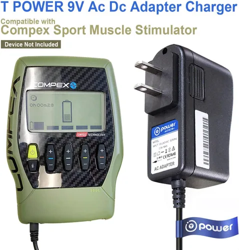 Vista 2 de T POWER Cargador adaptador de corriente alterna de 9 V compatible con Compex Sport Elite 2.0, Performance 2.0 Edge 2.0. Fuente de alimentación