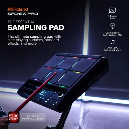 Vista 2 de Roland SPD-SX PRO Almohadilla de muestreo La almohadilla de muestreo insignia para bateristas y otros músicos 9 superficies de juego, 8 entradas