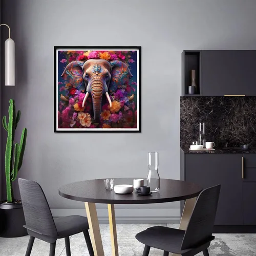 Vista 3 de Yomiie Kits de arte de diamantes 5D para adultos, flores, elefante, pintura de diamante, arte de plantas de animales, kit de taladro redondo