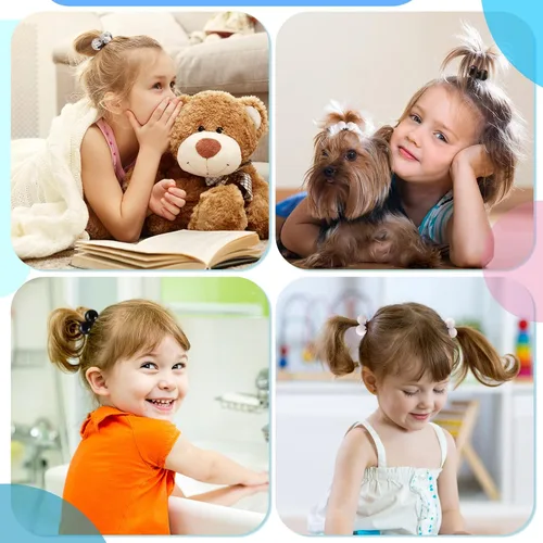 Vista 5 de Jutom - Juego de 24 lazos de burbujas para el cabello para niñas, cuentas dobles, blanco y negro 20mm Elastic Ponytail Holders, 80s 90s Retro
