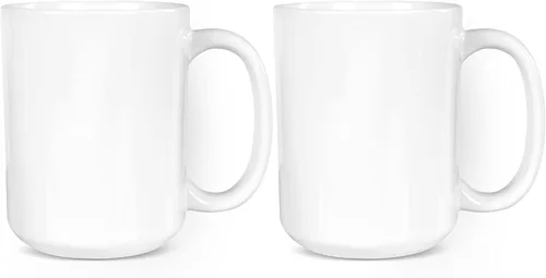 Vista 8 de BLUE RIBBON Tazas de café en blanco de sublimación blanca, chocolate caliente, tazas de cerámica, cacao caliente, juegos de tazas, paquete de regalo