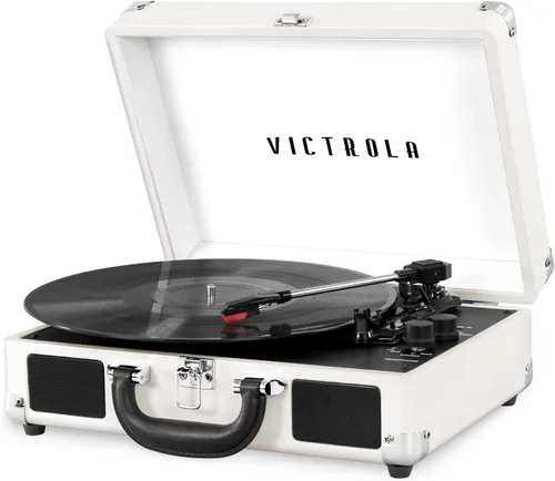 Vista 12 de Victrola Journey+ - Reproductor de discos portátil con Bluetooth en maleta – Altavoces integrados, reproductor de vinilos de 33-1/3, 45 y 78 RPM